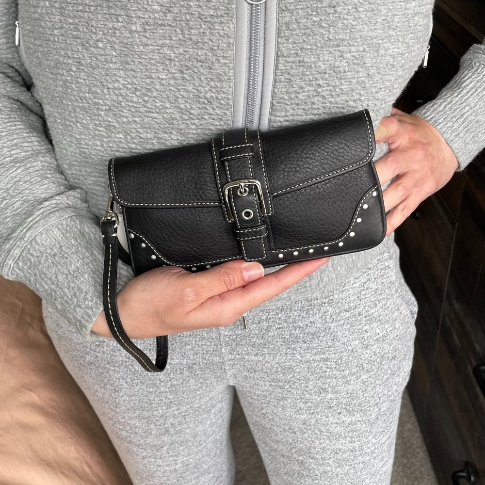 NWT Coach Wristlet Black 7.5" X 4" Magnetic Closure Buckle